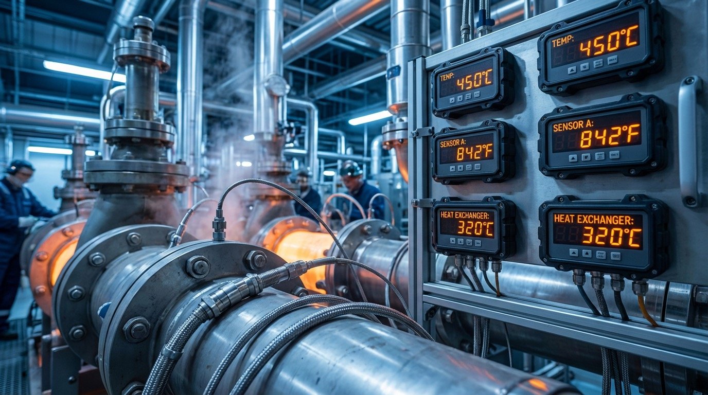Medição de temperatura em equipamentos industriais